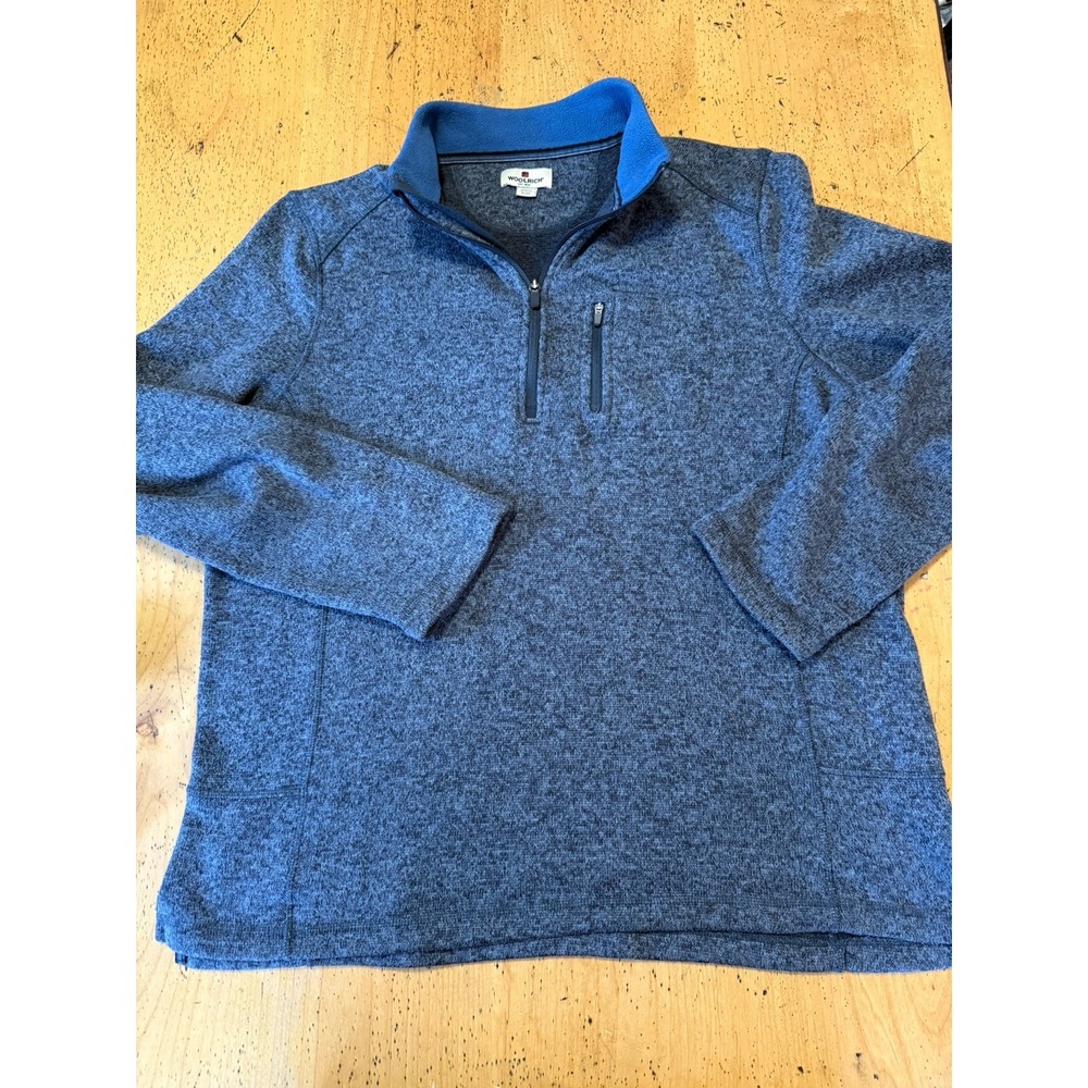 Woolrich Mens XL Gray Quarter‎ Zip Pullover Angler Sweater Fleece Jacket Outdoor